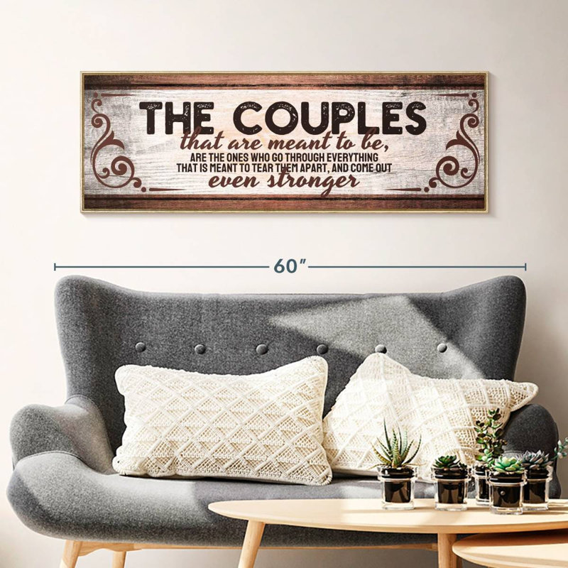 Plaque murale The The Couples, 46" X 16", Cadre flottant en bois naturel