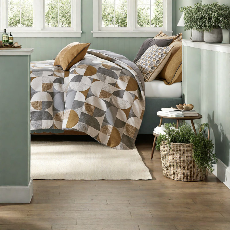 Ensemble de literie luxueux doré, jacquard de polyester pour maison moderne