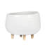 Round Ceramic Planter with Wood Feet-27131845