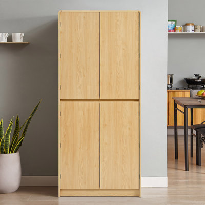 Nelson 72" Tall Modern Curved Pantry Cabinet with Shelves & Drawer by NFusion