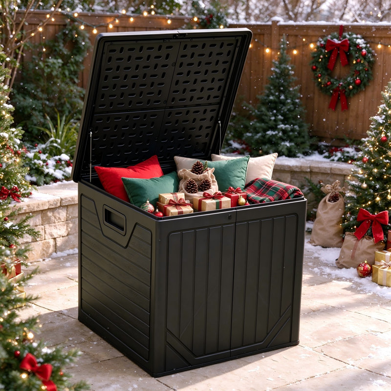 Boîte de rangement verrouillable en résine Balconera 150 gallons, 150, Noir