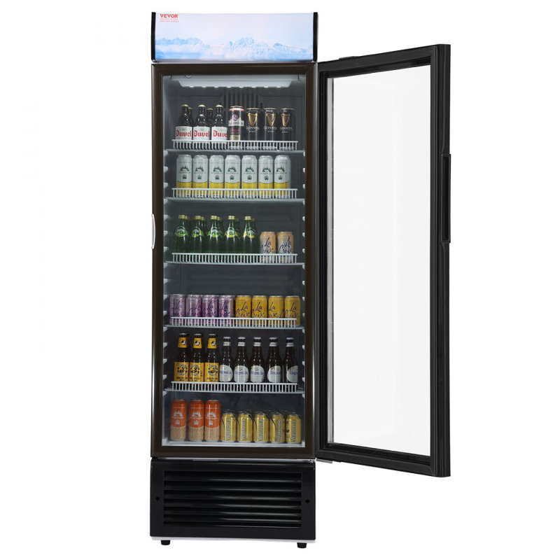 Réfrigérateur commercial à marchandisage, réfrigérateur à boissons 14,8 pieds cubes / 420L, réfrigérateur vertical à porte vitrée avec 5 tablettes réglables, boîte à lumière personnalisable