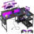 48 Inch Gaming Desk With Usb Charging Ports And Led Lights, Reversible L Shaped Computer Desk With Storage Shelves & Monitor Stand