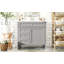 Meuble-lavabo de 36 po avec lavabo supérieur, meuble-lavabo moderne avec 2 tiroirs et tiroir escamotable, meuble-lavabo simple-429002160
