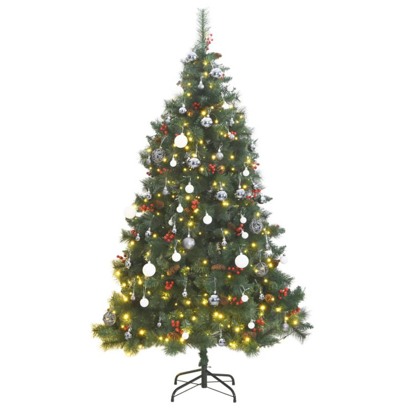 Arbre de Noël artificiel éclairé - support inclus, 82.7"