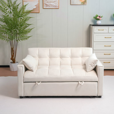 Canapé-lit, canapé-lit escamotable en velours 3 en 1 avec accoudoirs, poches de rangement et 2 coussins, dossier réglable, canapé-lit pour le salon, lit variable dans la chambre à coucher