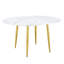 With a clever retractable mechanism, the White Pattern MDF table top and gold metal legs and has a smooth and delicate surface.The unique look creates the sleek silhouette of a modern home.