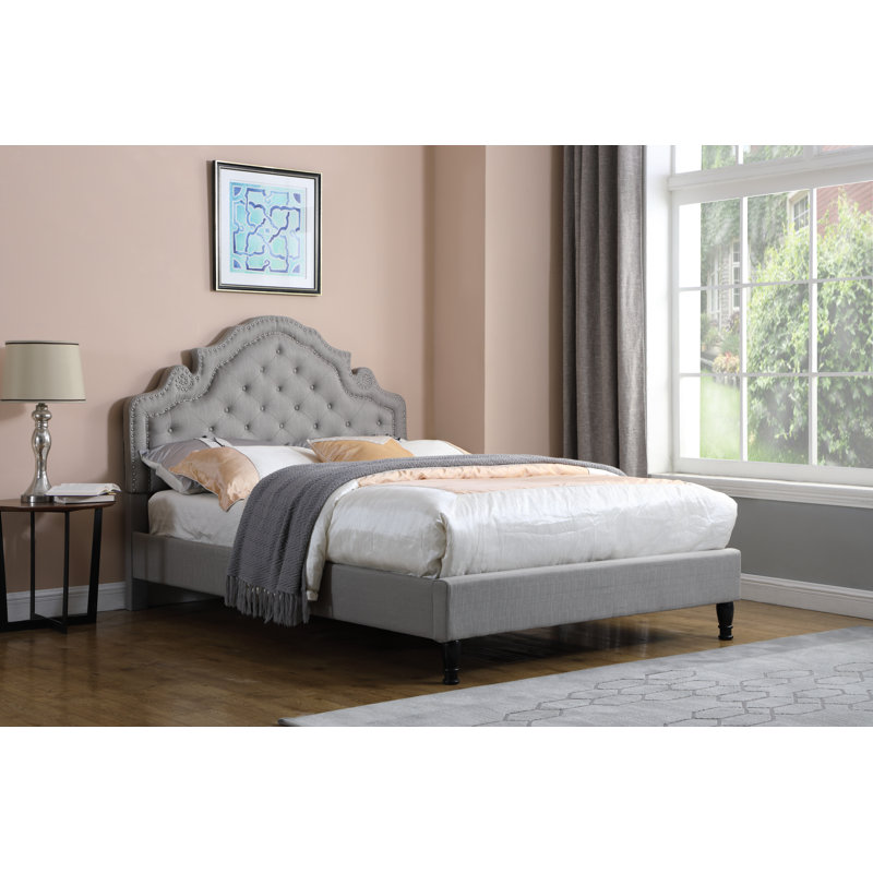 Annaline Upholstered Wingback Bed, Gray, King