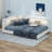 Upholstered Daybed With Storage, L-Shaped Daybed With LED Belt And USB Ports, Linen Fabric Day Bed Frame-1801275586-1801275614