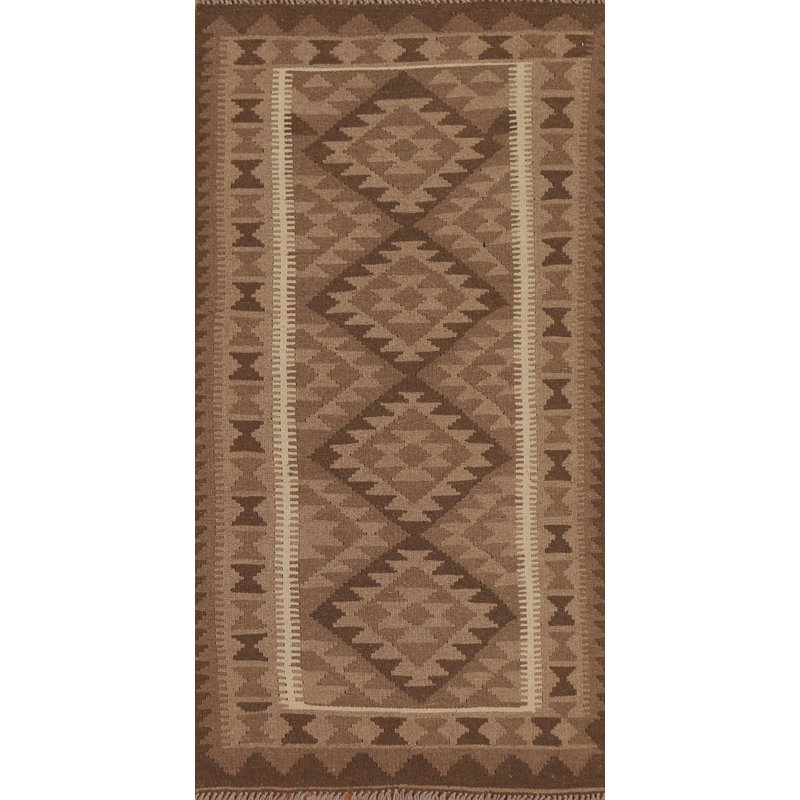 Tapis de couloir oriental géométrique Kilim 3 x 7