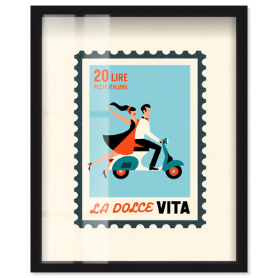 «Vespa Romance Shadowbox Print Retro Summer Prints» par Art Remedy