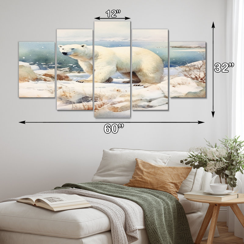 Yukon Poral Bear - reproduction d'art murale canadienne - 5 panneaux