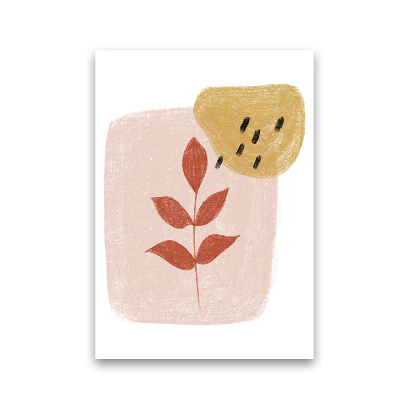 Dalia Chalk Red Leaf by Pixy Paper - No Frame Painting, 84cm H x 59.4cm W x 1cm D, Unframed