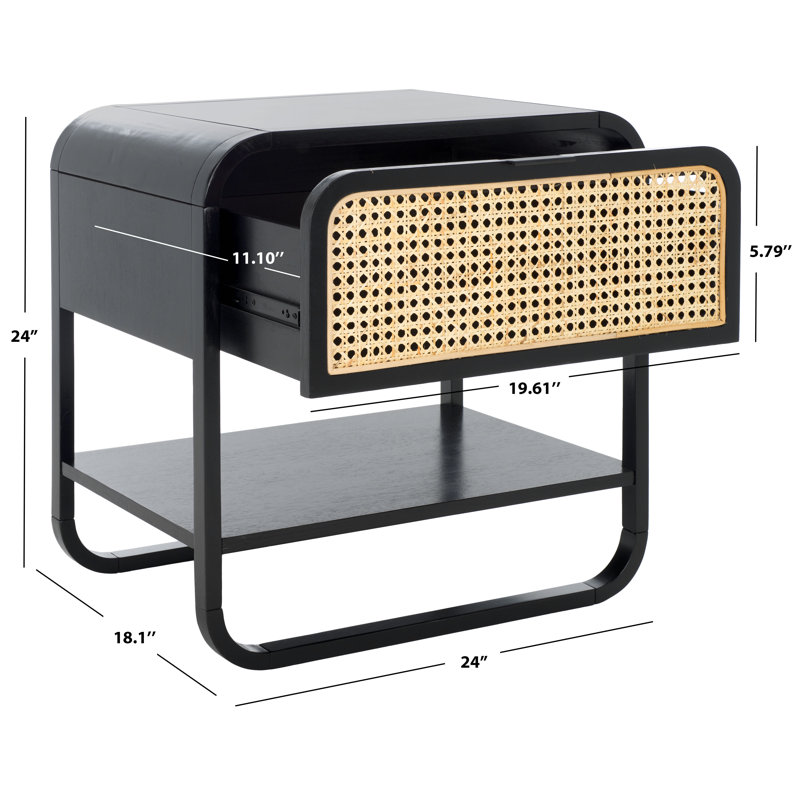 Beren 24'' W Nightstand, Black