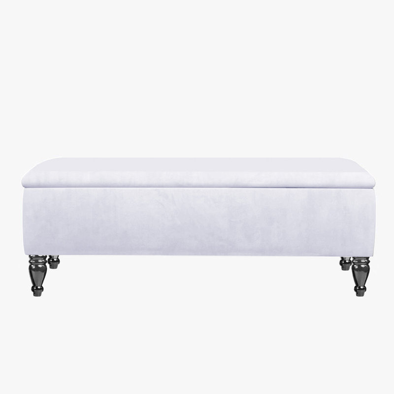 Lisbon Ottoman Bench with Storage, End of Bed Bench, Rectangle Coffee Table, Upholstered Footstools, White