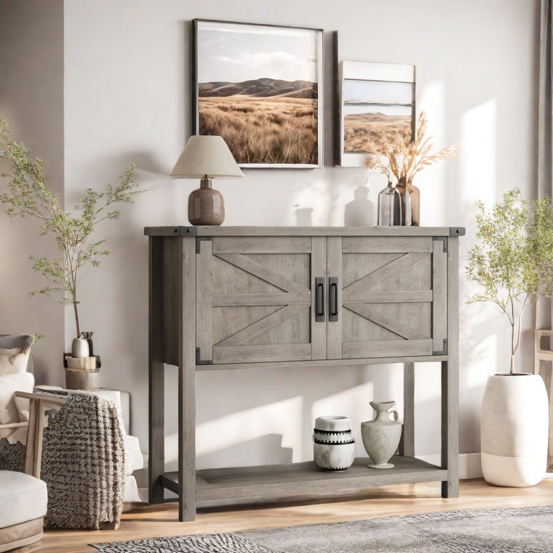 Console Farmhouse avec armoire à 2 portes, Gris