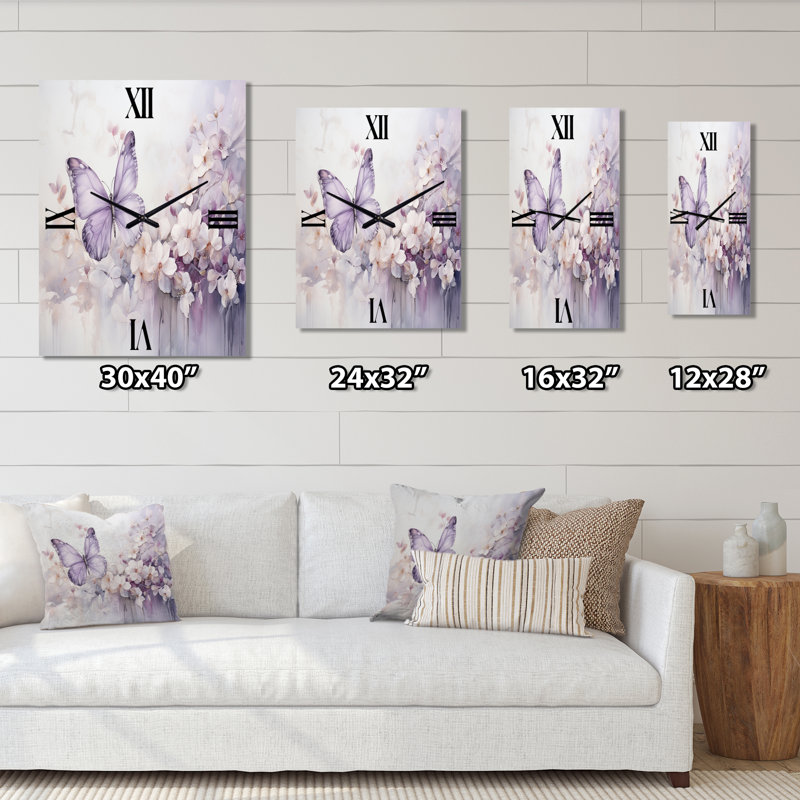 Papillon mauve Enchanted Flight II - Horloges murales animaux, Grand