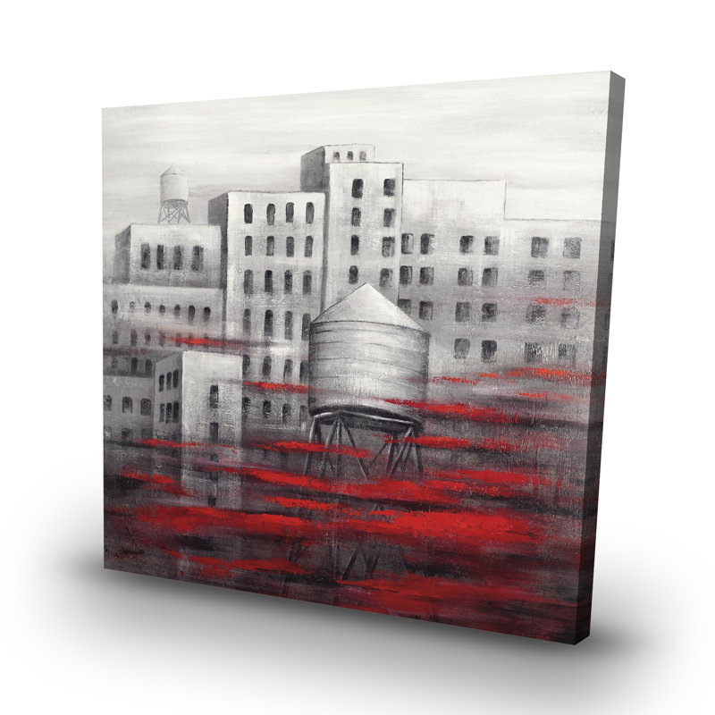 city with clouds - 32"x32" art on canvas