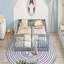 Structure de lit double simple avec clôture, garde-corps, sans porte, gris-433559289