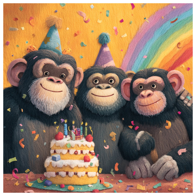 Tapis de bain Monkeys avec gâteau d'anniversaire, L 34 po x L 21 po