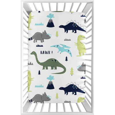 Mod Dinosaur Mini Fitted Crib Sheet -  Sweet Jojo Designs, MiniSheet-ModDino-BU-GR-PRT