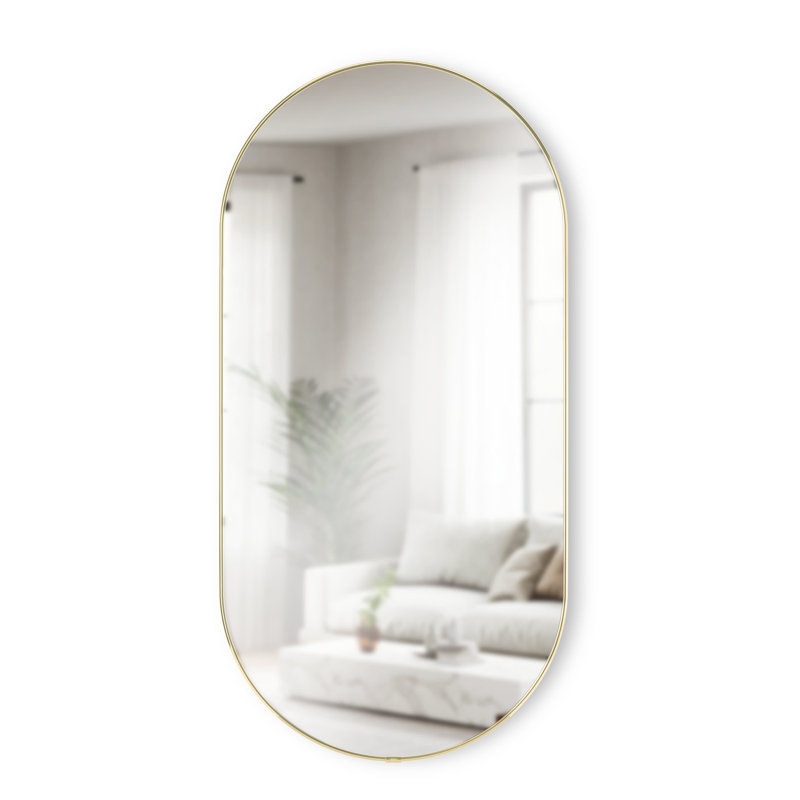 HUBBA PILL MIRROR 157x45 TITANIUM, Brass, 91 cm H x 45 cm W