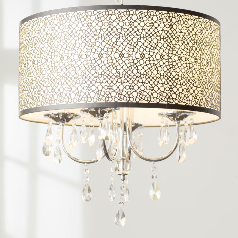 4 - Light Glass Dimmable Drum Chandelier