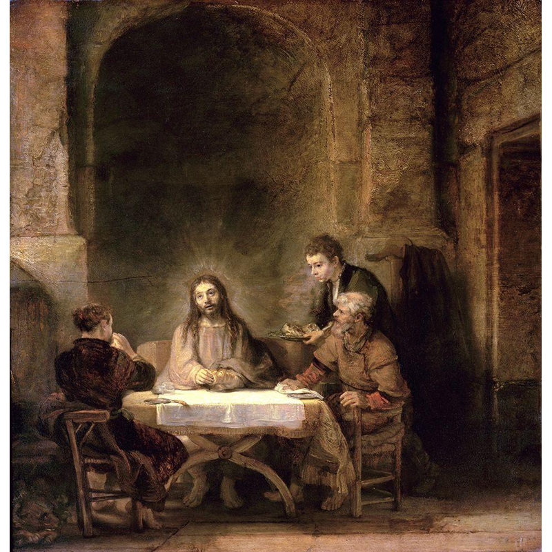 «World Menagerie Rembrandt Van Rijn», art sur toile tendue sous le titre: Souper à Emmaüs