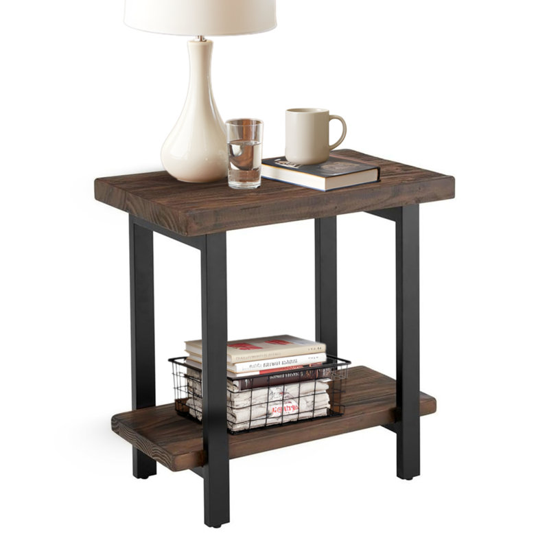 Pomona 2-Tier End Table with Metal Legs (Natural), Natural