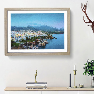 Skyline of Nerja in Spain in Abstract - Framed Print