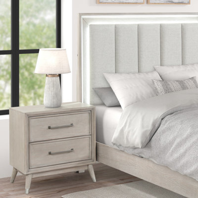 Ensemble de chambre à coucher 4 pièces avec éclairage à DEL Roundhill Haak, finition chêne gris, grand