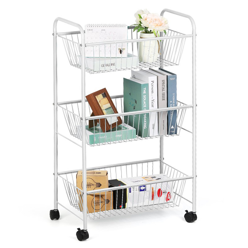 36'' H x 21.2'' W Utility Cart with Wheels, White