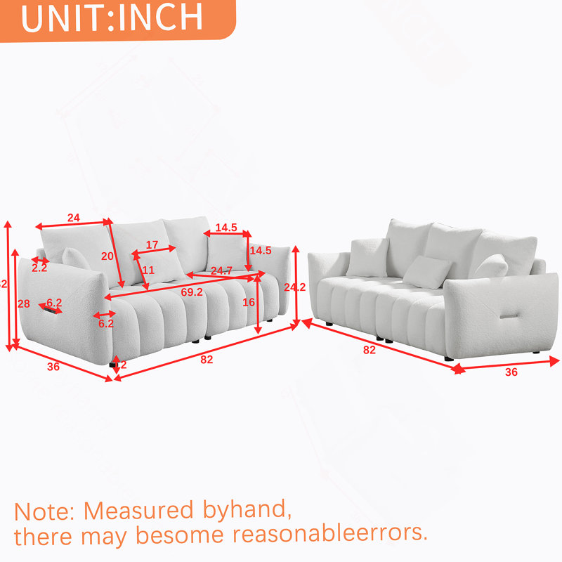 3 Seater + 3 Seater Combo Sofa Modern Living Room Sofa, Teddy Sofa, Green