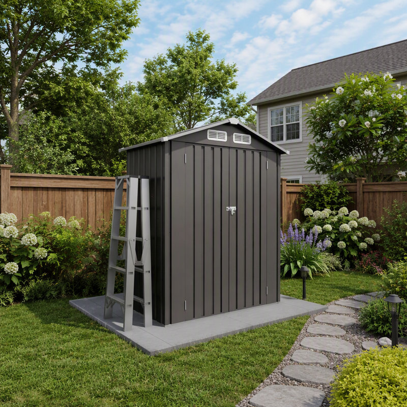 Remise de rangement extérieure en métal 5 x 3 pi, imperméable et verrouillable, idéale pour le jardin, la cour et le patio, compacte et durable