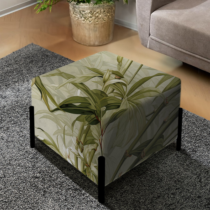 Bamboo Elegance Tropical Motif V - Repose-pieds carré tropical