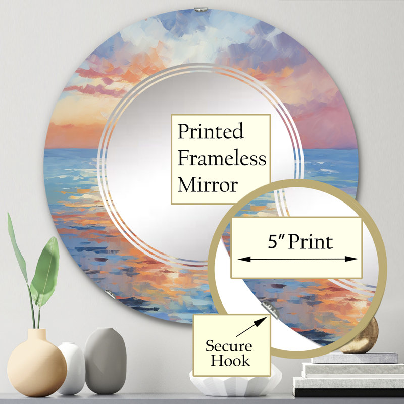 Gauche - Miroir mural moderne rond, 24 po x 24 po