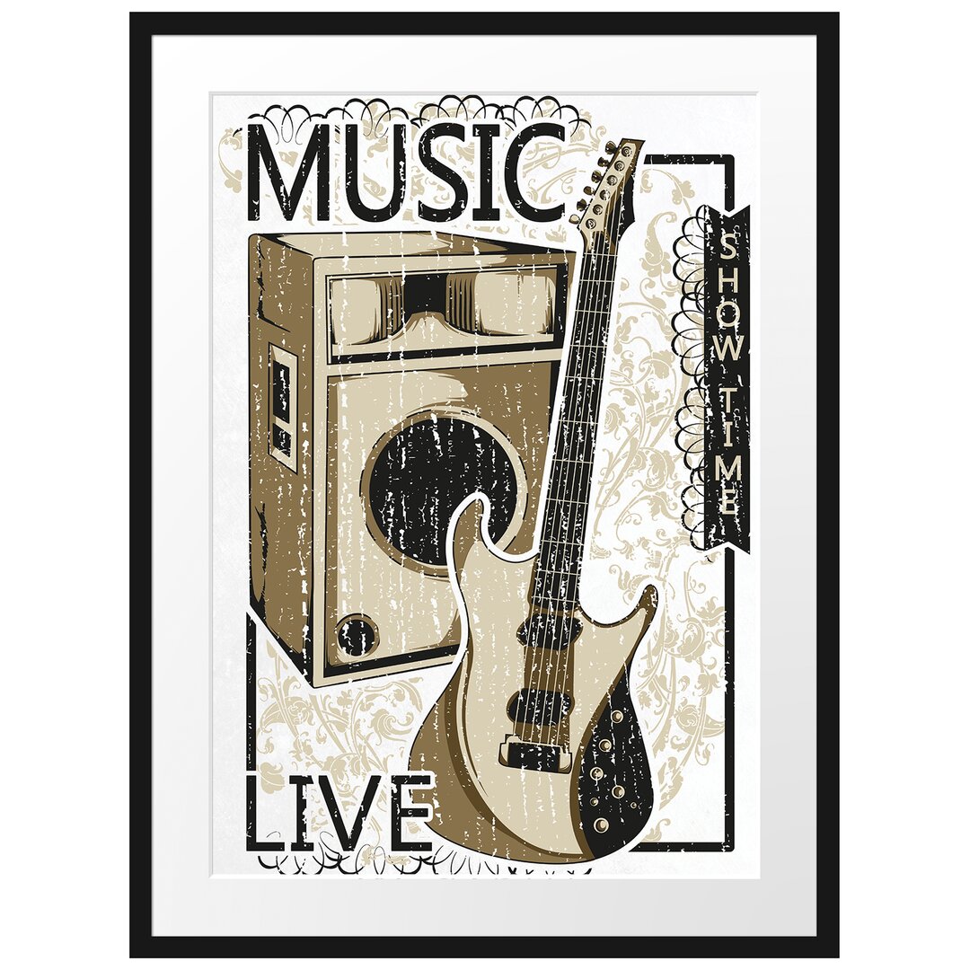 Gerahmtes Poster Live Music White