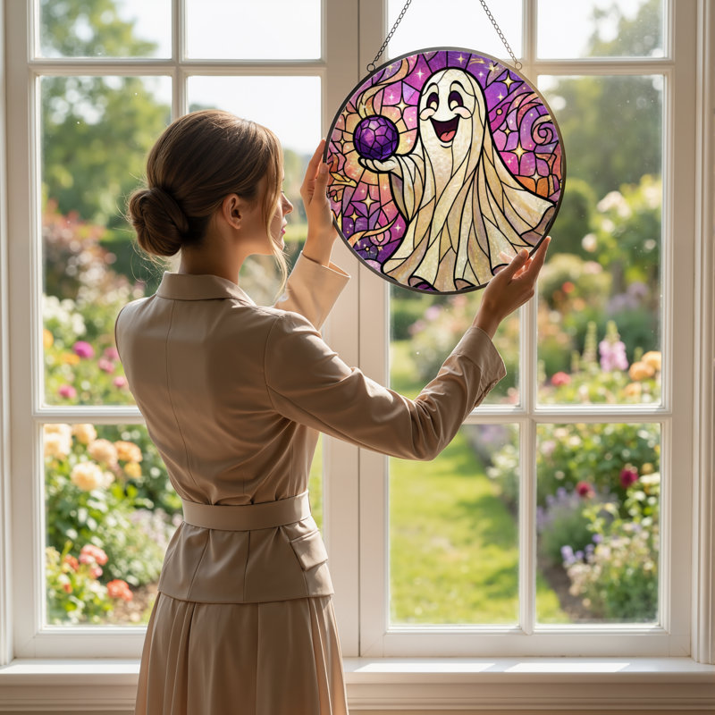 Vitrail en verre coloré 12 "H Ghost