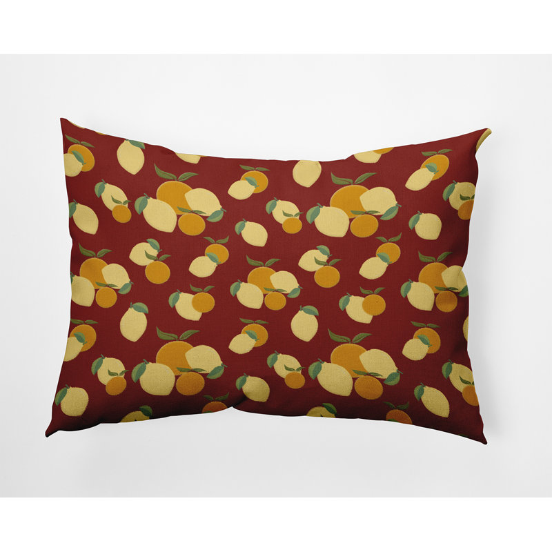 Coussin lombaire intérieur / extérieur Oranges and Lemons, Bourgogne / jaune clair / orange