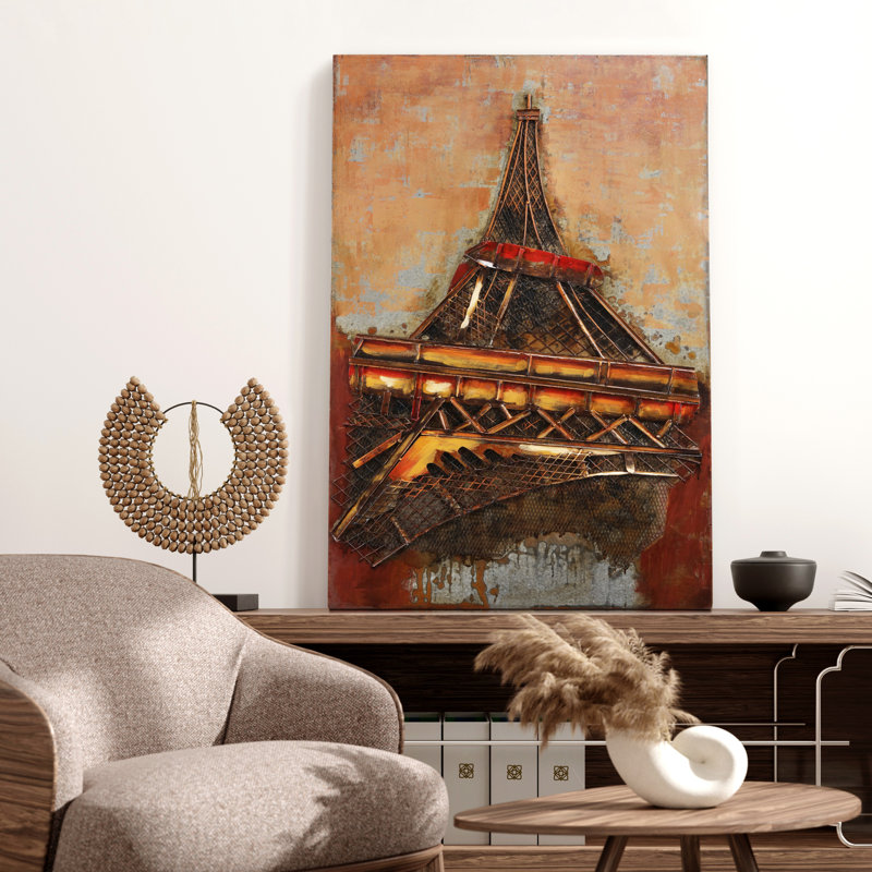 Décoration murale peinte à la main en fer mélangé 1 tour eiffel
