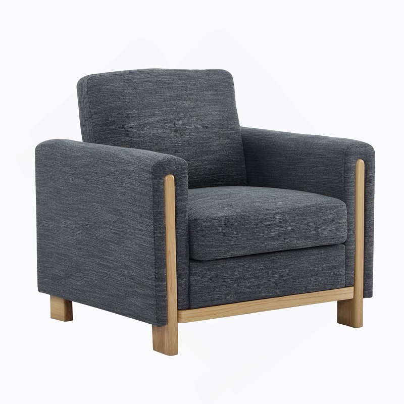 Fauteuil rembourré en tissu Harmonia, Gris anthracite