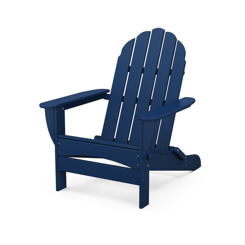 POLYWOOD Classic Adirondack Oversized Folding Adirondack Chair, Navy