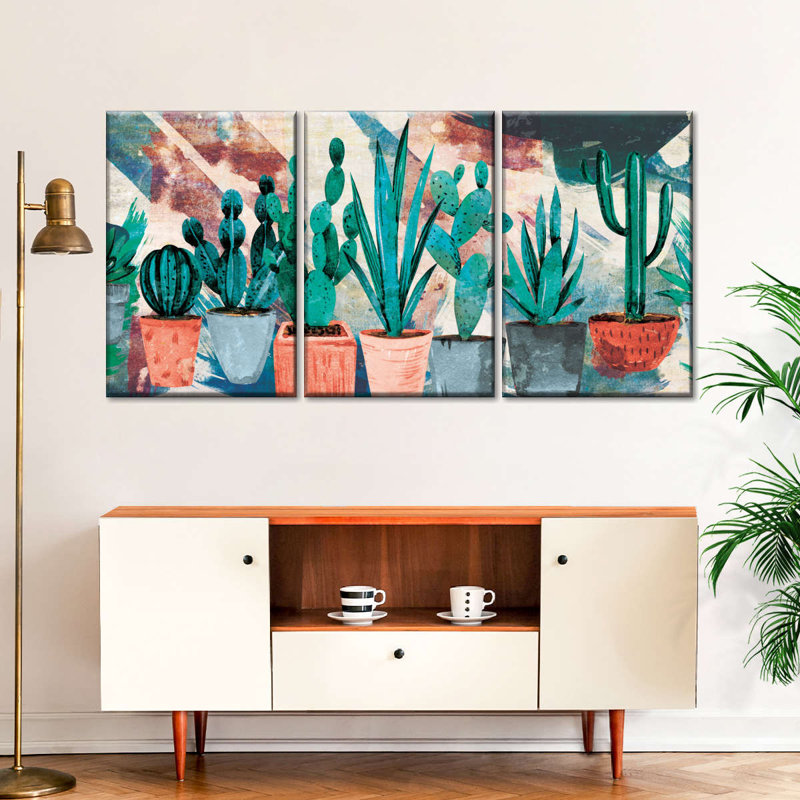 Cactus Pots, reproduction d'art sur toile, H 12 po x l 26 po x P 1 po