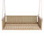 Lit balançoire double en bois massif d'extérieur classique, cadre de balançoire en rotin de jardin avec longues cordes pour la piscine, la cour arrière-129473107