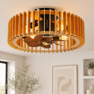 Ventilateur de plafond réversible en cage 20 po avec ensemble d'éclairage et télécommande Farmhouse