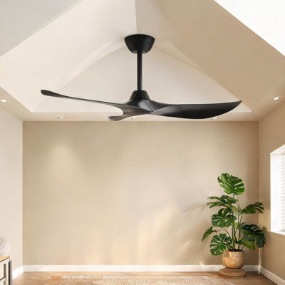 Ventilateur de plafond pour petites pièces, pales en ABS noir élégant, moteur à courant continu de 38 pouces avec télécommande et minuterie