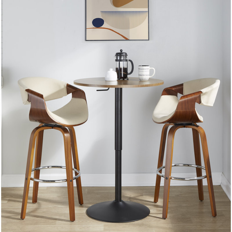 Archaimbaud Swivel Upholstered Counter Stool, Bar Stool (30" Seat Height), Cream