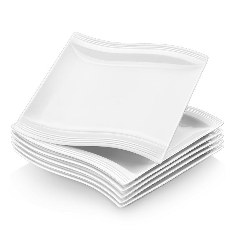 6-piece 8.25" Procelain China Dessert Plate, Service For 6, White