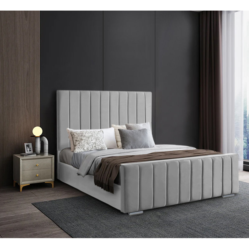 Banesa Upholstered Bed, Silver, Double (4'6)