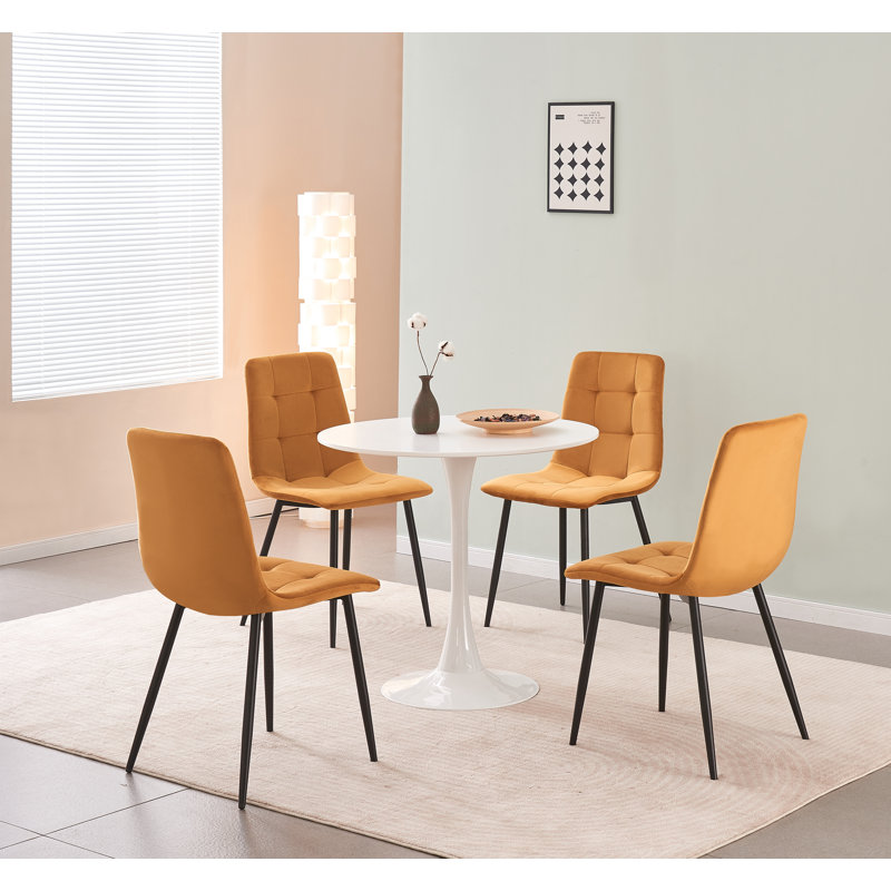 Upholstered Velvet Dining Chair, Yellow